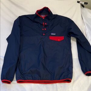 Patagonia Men’s houdini Snap T Navy pullover pockets and chest pocket mens small